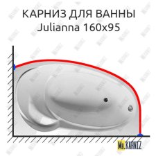 Карниз для ванны 1 MarKa Julianna 160х95 Усиленный 20 мм MrKARNIZ
